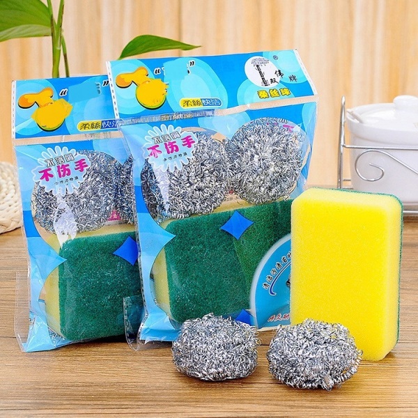 家用钢丝球海绵套装清洁球海绵洗锅球套装创意洗碗锅刷厨房擦锅球